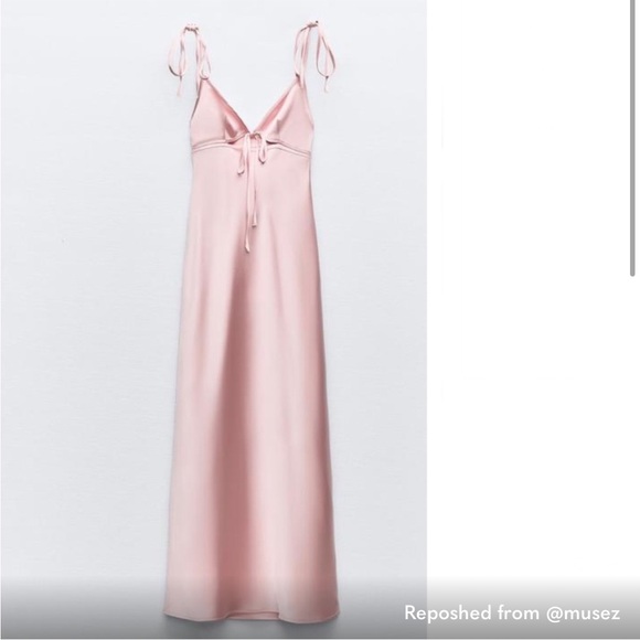 Zara SATIN EFFECT CUT OUT DRESS NWT - Picture 10 of 13